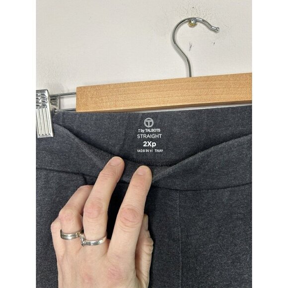 T By Talbots Pants Womens Gray Straight Leggings Stretch Pull On Size 2xP - Picture 5 of 12